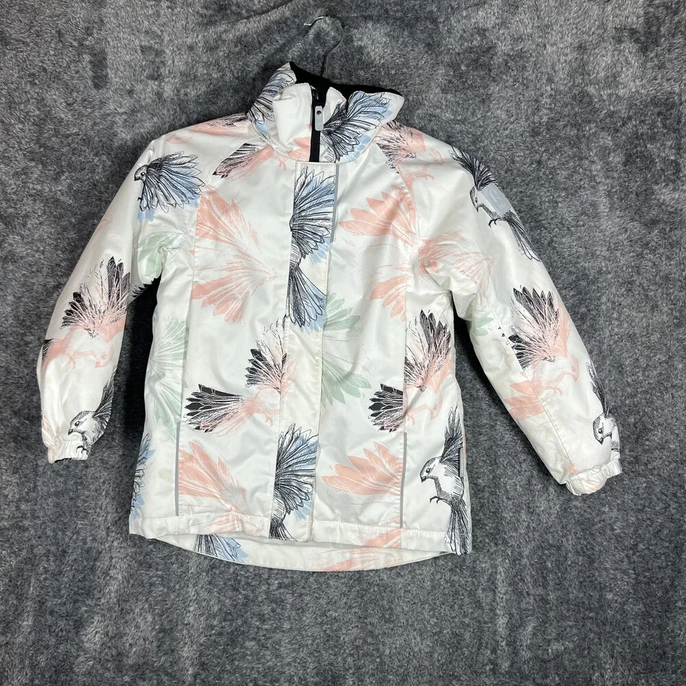 Reima Ski Jacket Youth 6 White Bird Print Waterproof WP10000 Winter Snow Coat